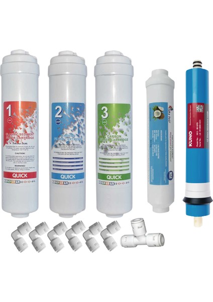 Ihlas Aura Cebilon Plus Uyumlu Su Arıtma Cihazı 12 Inç Inline 5'li Membranlı Filtre Seti