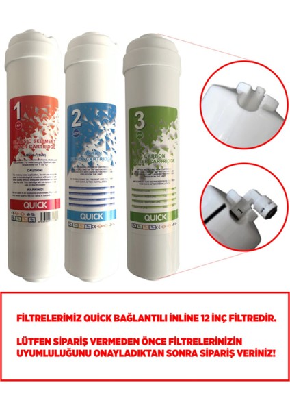 Ihlas Aura Cebilon Plus Uyumlu Su Arıtma Cihazı 12 Inç Inline 5'li Membranlı Filtre Seti