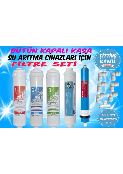 Inline Kapalı Kasa Tüm Su Arıtma Cihazlarına Uyumlu 5'li Filtre Takımı