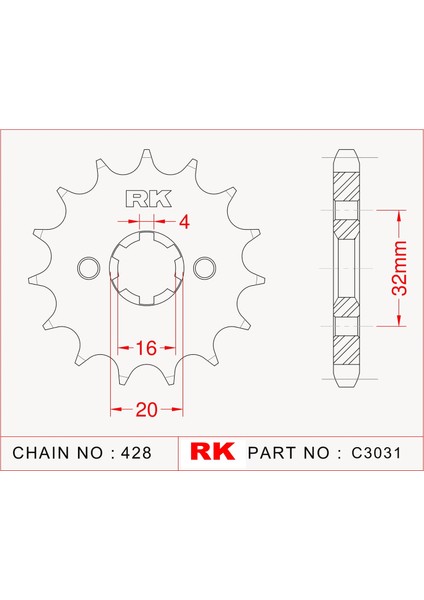 Yamaha MT-125 RK Çelik Ön Dişli C3031-14 (2015-2019)