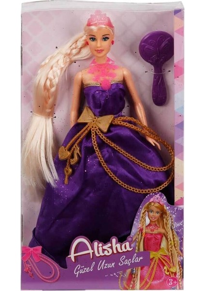 Alisha Uzun Saçlı Prenses 08355 Mor Elbise