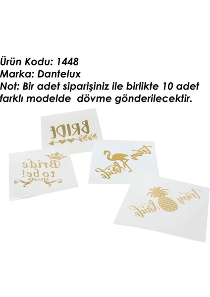 10 Adet Bride Bekarlığa Veda Dövme 1448