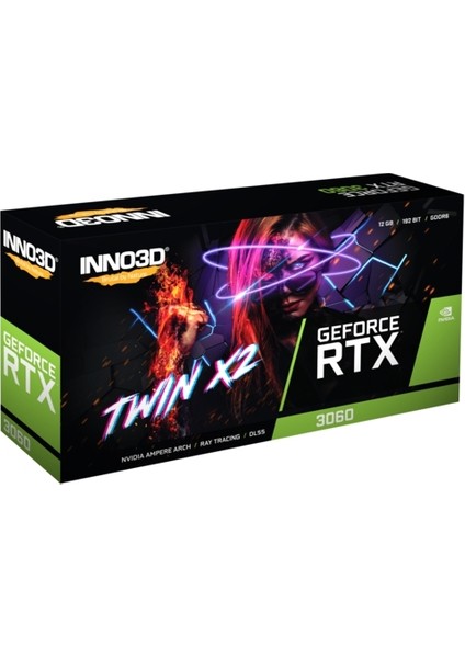 INNO3D Nvidia Geforce RTX3060 Twin X2 Lhr 12GB 192BIT DX12 Pcı-E 4.0 Gddr6 Ekran Kartı N30602-12D6-119032AH