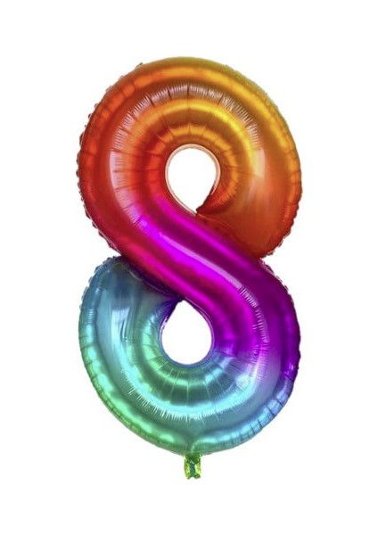 Gökkuşağı Folyo Balon 8 Rakamı 100 cm