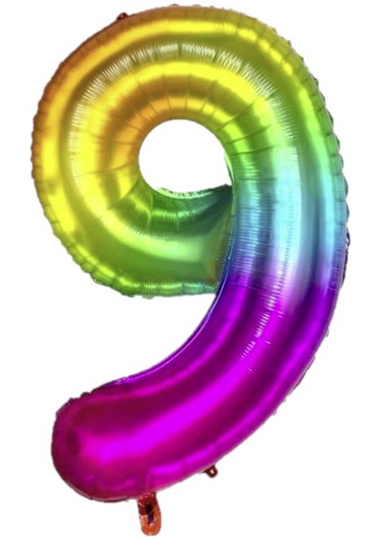 Gökkuşağı Folyo Balon 9 Rakamı 100 cm