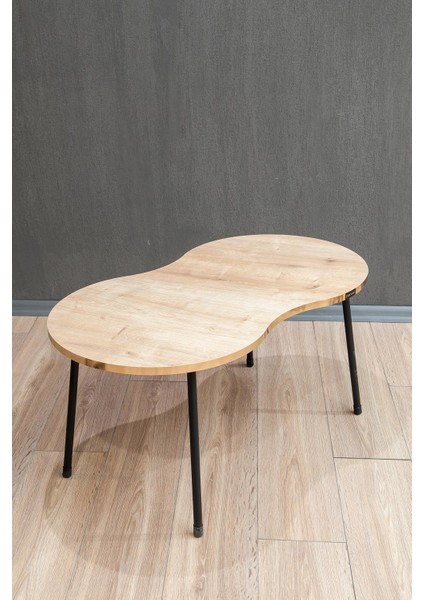 Londra Metal Ayaklı Orta Sehpa Orta Masa - Atlantik Çam / Gold