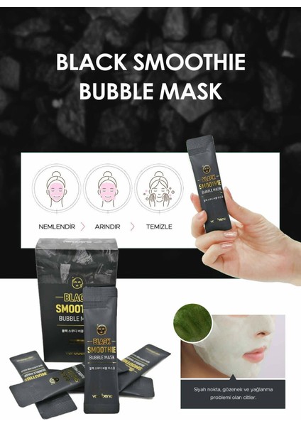 Köpüren Siyah Nokta ve Gözenek Maskesi Black Smoothie Bubble Mask