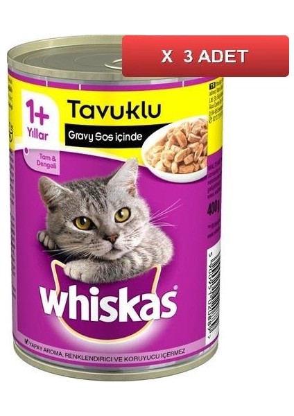 Tavuk Etli Kedi Konservesi 400 gr (3 Adet)