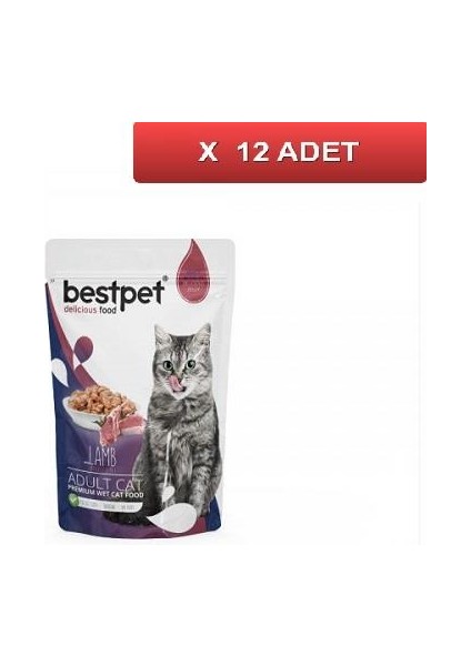 Jelly Pouch Lamb Kuzulu Kedi Maması 85 gr (12 Adet)