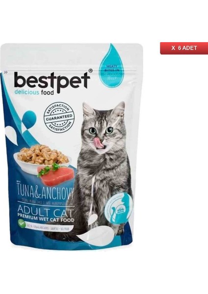 Jelly Pouch Tuna&anchovy Ton&hamsi Balıklı Kedi Maması 85 gr ( 6 Adet )