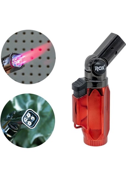 Rox BS-106 Dört Alev Çıkışlı Mini Bütan Gaz Torch Pürmüz