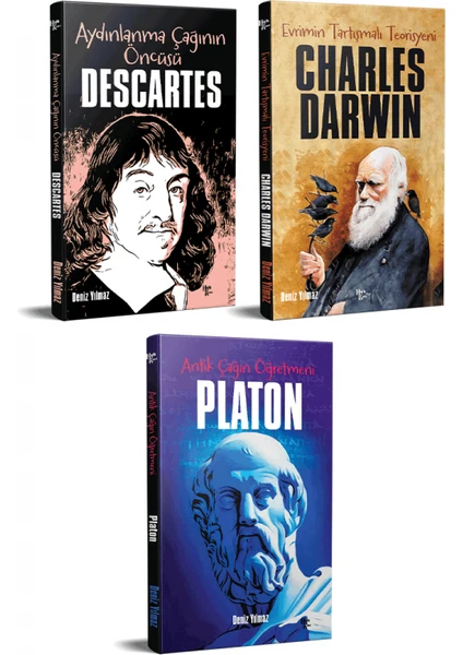 Halk Kitabevi Dünyayı Değiştiren İnsanlar 3 Kitap Descartes-Darwin-Platon