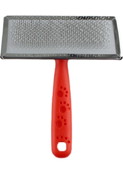 Slikon Top Başlıklı Kedi ve Köpek Fırçası Medium 14 x 9 cm Kırmızı