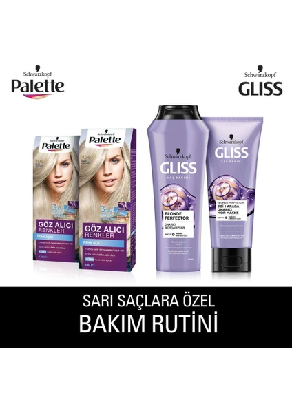 10-1 Küllü Açık Sarı X 2 Adet+ Blonde Perfector Mor Şampuan 250 Ml + Blonde Perfector Mor Maske 200 Ml