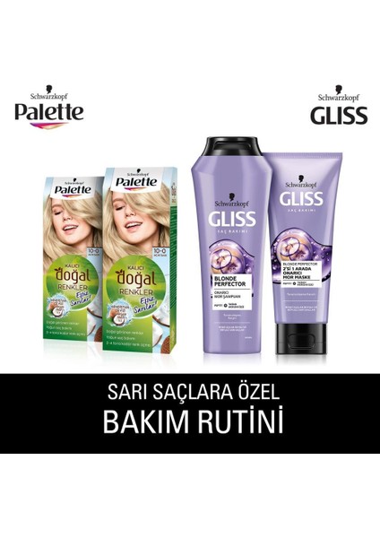 10-0 Açık Sarı X 2 Adet+ Blonde Perfector Mor Şampuan 250 Ml + Blonde Perfector Mor Maske 200 Ml