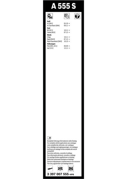 Aerotwin Silecek Seti - [600/400 mm] Seat Toledo (2012 - 2021) [kg3] - A 555 S