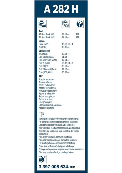 Arka Cam Sileceği - [280 mm] Volkswagen Golf Vıı (2012 - 2021) [5g1, Bq1] - A 282 H fırsatları