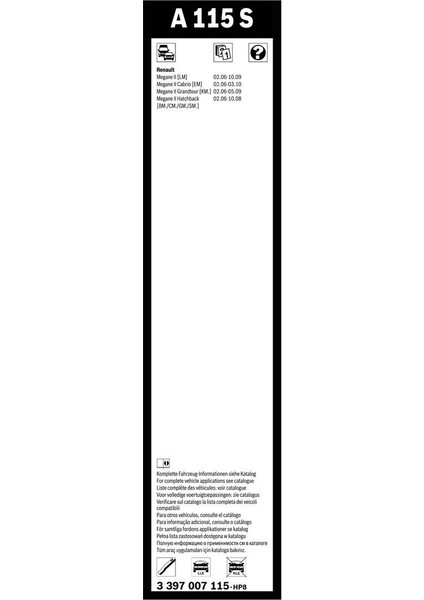 Aerotwin Silecek Seti - [600/450 mm] Renault Megane Iı Hatchback (2006 - 2008) [bm./cm./gm./sm.] - A 115 S