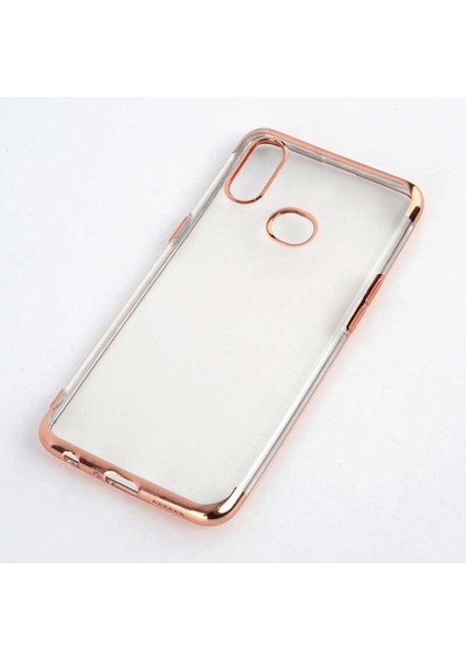 Galaxy A10S Kamera Korumalı Köşeleri Renkli Şeffaf Silikon Kılıf