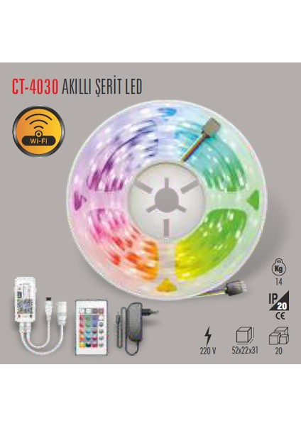 CT-4030 Tuya Akıllı Rgb LED Şerit(16 Milyon Renk) Cata