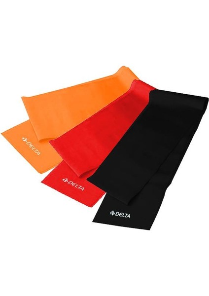 3 'lü Pilates Bandı 150 Cm x 15 Cm Egzersiz Direnç Lastiği (Uç Kısmı Açık)