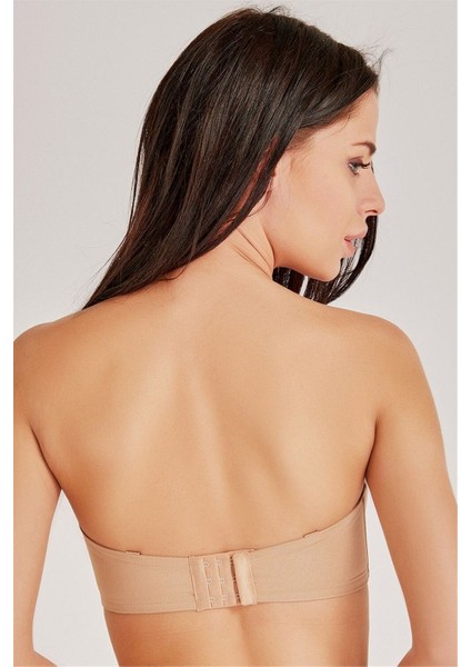 7038 Kadın Koyu Ten Düz Kumaşlı Büyük Beden Ince Süngerli Askısız Straplez Sütyen modelleri