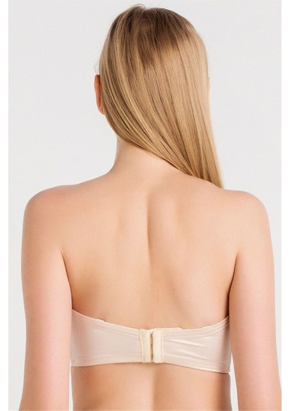 7038 Kadın Ten Düz Kumaşlı Büyük Beden Ince Süngerli Askısız Straplez Sütyen fiyatları