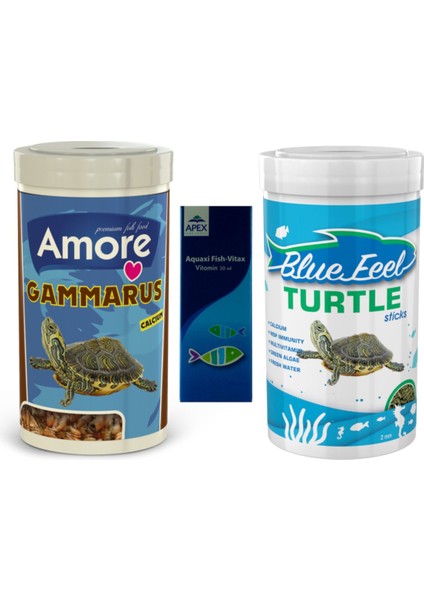 Gammarus 250 ml + Bluefeel Turtle Sticks 250 ml Kutu + Vitamin