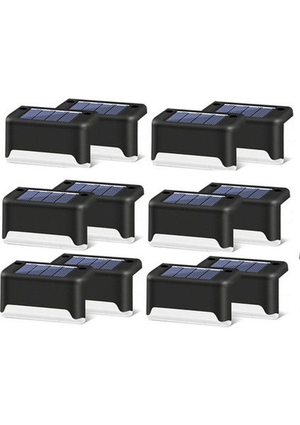 12 Adet Güneş Enerjili LED Açık Merdiven Işık IP65 Su Geçirmez Bahçe Lambası, Sıcak Beyaz Işık (Siyah) (Yurt Dışından) fiyatları