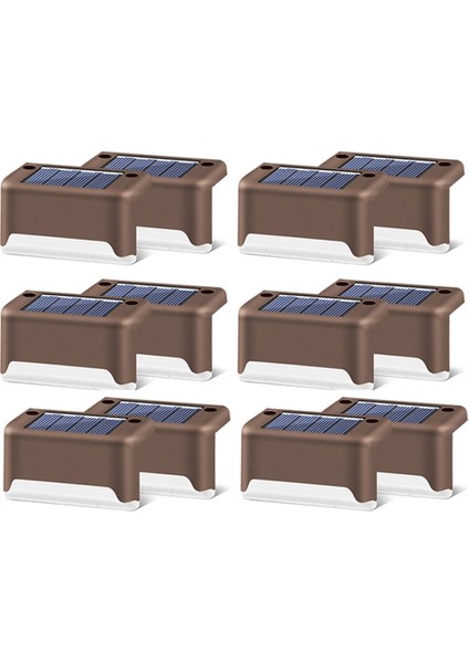 12 Adet Güneş Enerjili LED IP65 Su Geçirmez Bahçe Lambası - Kahverengi (Yurt Dışından)