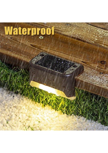 12 Adet Güneş Enerjili LED IP65 Su Geçirmez Bahçe Lambası - Kahverengi (Yurt Dışından)