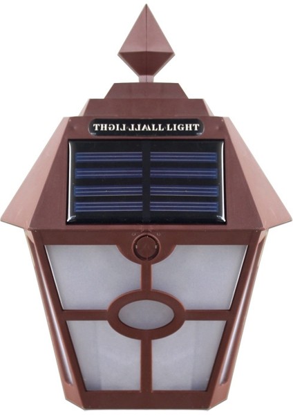 Güneş Retro Altıgen LED Duvar Lambası Açık Işığı Sensörü Kontrolü Peyzaj Işık (Kahverengi) (Yurt Dışından)