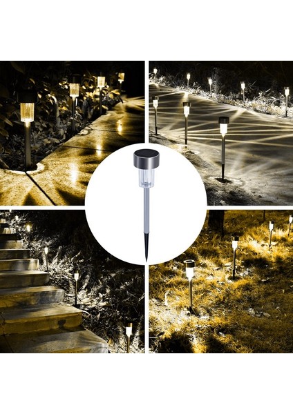 10 Adet Güneş Enerjisi Açık Çim Lambası Paslanmaz Çelik IP65 Su Geçirmez LED Dekoratif Bahçe Işık (Sıcak Beyaz) (Yurt Dışından) fırsatları