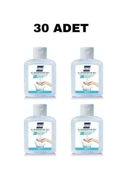 30 Adet 100 ml  Konix Alkol Bazlı Jel El Cilt Dezenfektanı