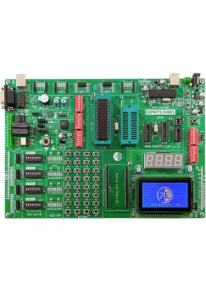 Exm1 8 Bit Microchip Pıc Geliştirme Eğitim KARTI+2X16LCD+18F4520