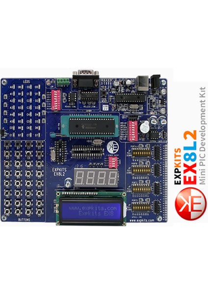 EX8L2 Pıc Geliştirme Kartı Mini Pıc Development Kit+ 18F4520 +Lcd