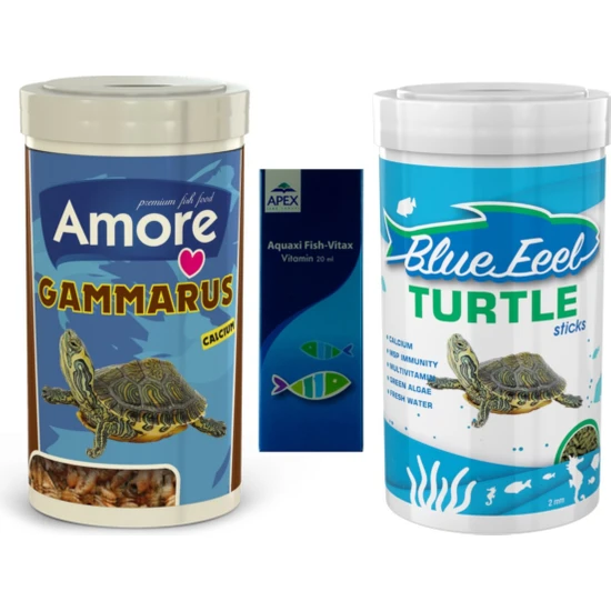 Amore Gammarus 250 ml + Bluefeel Turtle Sticks 250 ml Kutu + Vitamin