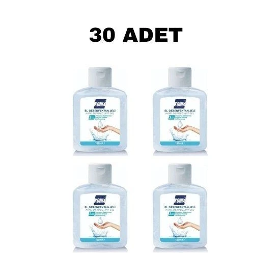 Konix 30 Adet 100 ml  Konix Alkol Bazlı Jel El Cilt Dezenfektanı