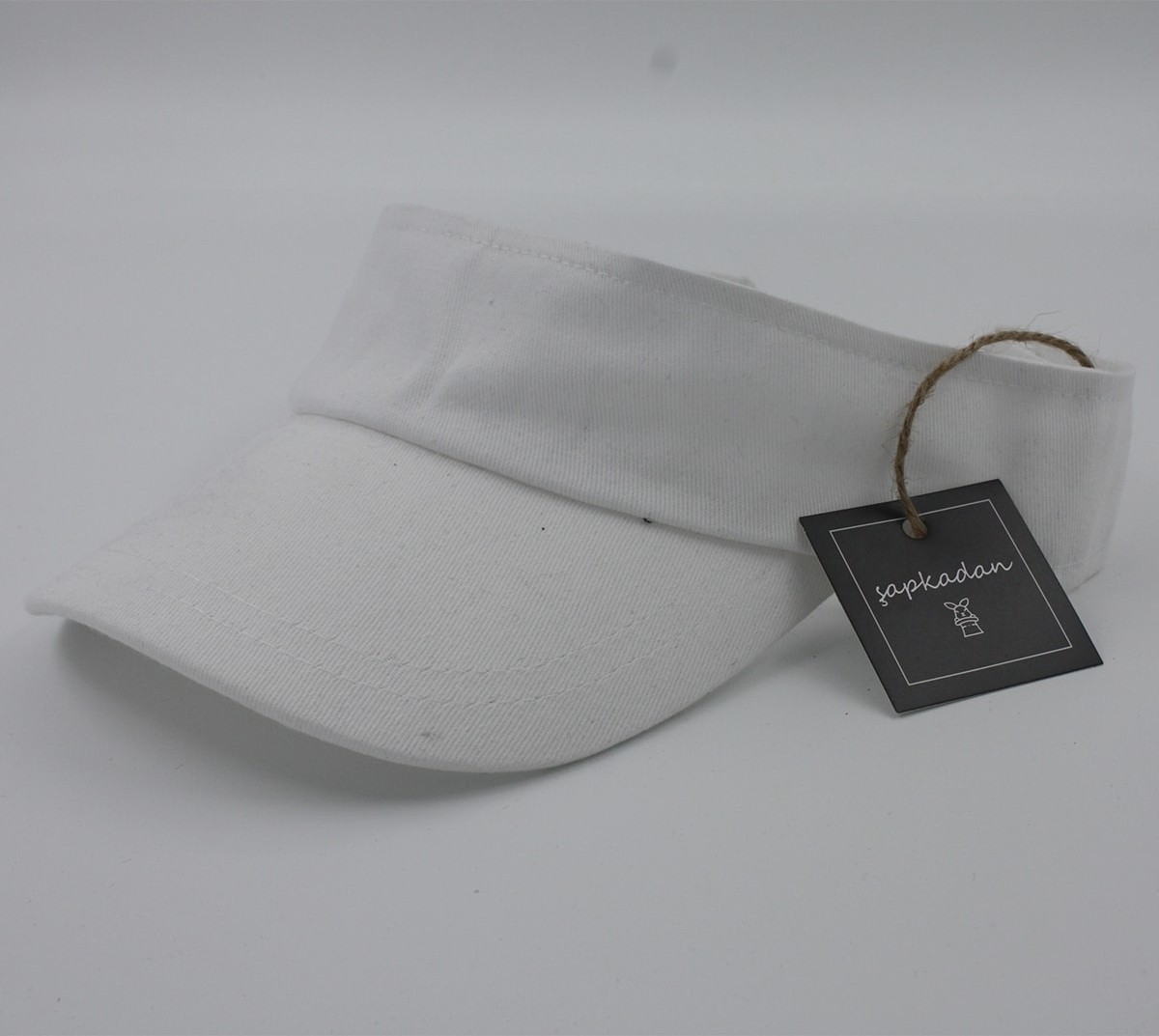 Şapkadan Unisex Uv Koruyucu Vizör Kasket Siperlik Tenis Şapka Beyaz-Siyah Set görsel 5