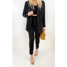 Modaonna Siyah Oversize Blazer Ceket