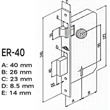 Badem10 Hok Er-40 Ekstra Gömme Kilit Iç Kapı Kilidi Rulmanlı Köşeli 40 mm