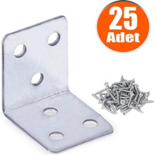 Badem10 Mobilya Dolap Köşe Bağlantı Sabitleme L Demir Gönye 35X35X30 mm (25 Adet)