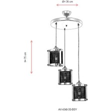 AVONNI AV-60336-3S-BSY Siyah Boyalı Modern Avize E27 Metal 0x3cm