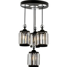 AVONNI AV-60314-4T-BSY Siyah Boyalı Modern Avize E27 Metal Kristal 35cm