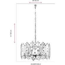 AVONNI AV-60303-K50 Krom Kaplama Klasik Avize E14 Metal Kristal 50cm