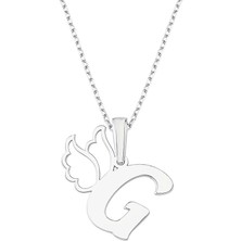 Altın Sepeti Altınsepeti Gümüş G Harfli Melek Kanatlı Kolye