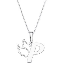 Altın Sepeti Altınsepeti Gümüş P Harfli Melek Kanat Kolye