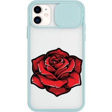 Lupibu iPhone 11 Kırmızı Gül Baskılı Kamera Korumalı Kızaklı Telefon Kılıfı
