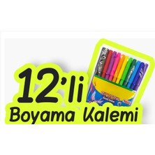 Çınar Bez Çanta Çocuk Aktiviteleri Desenli Ham Bez Çanta 10'lu + Boya Kalemi 12'li