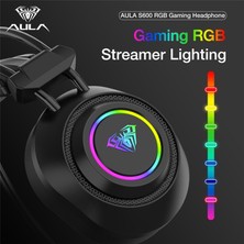 Aula Mic USB Bağlantı Noktası Rgb Aydınlatma Oyun Kulaklığı Siyah (Yurt Dışından)